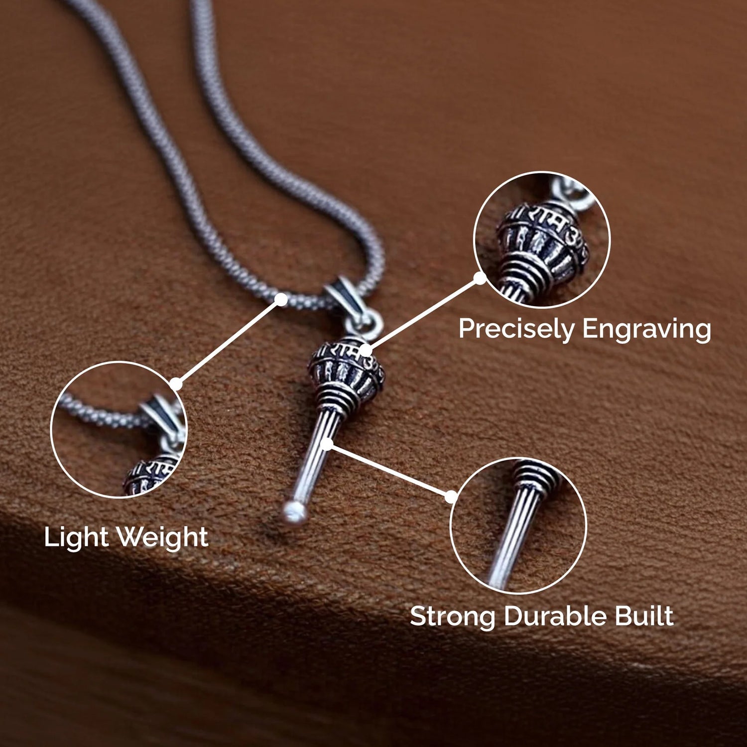 Lord Hanuman Gada Pendant With Chain (1 Pc) Lord Hanuman Gada Pendant With Chain (1 Pc)